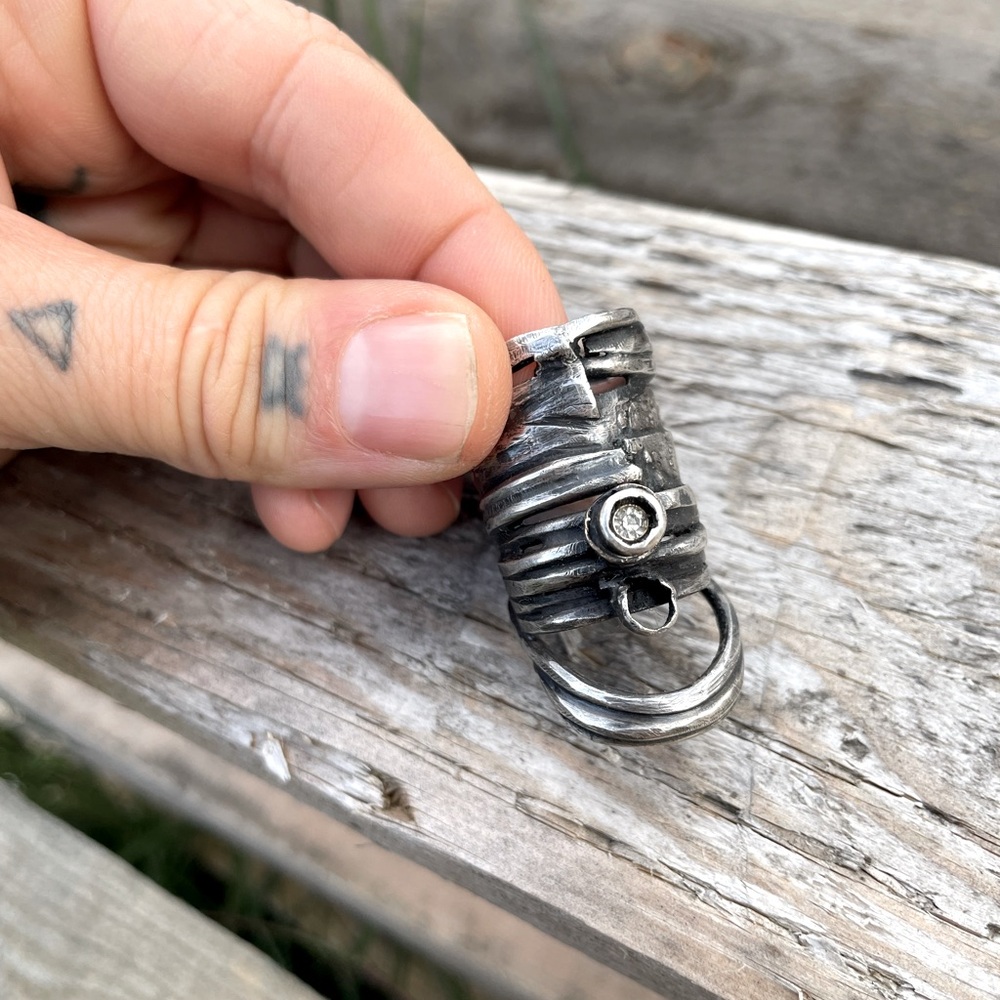 Raw Flow Artisan Silver Ring - size 6